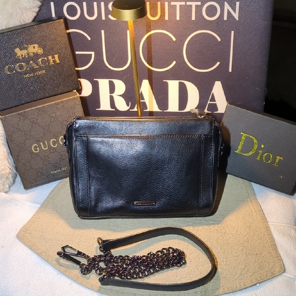 Rebecca Minkoff Handbags - Rebecca Minkoff Black Genuine Leather Crossbody Bag W/ Silver Tone Hardware $55